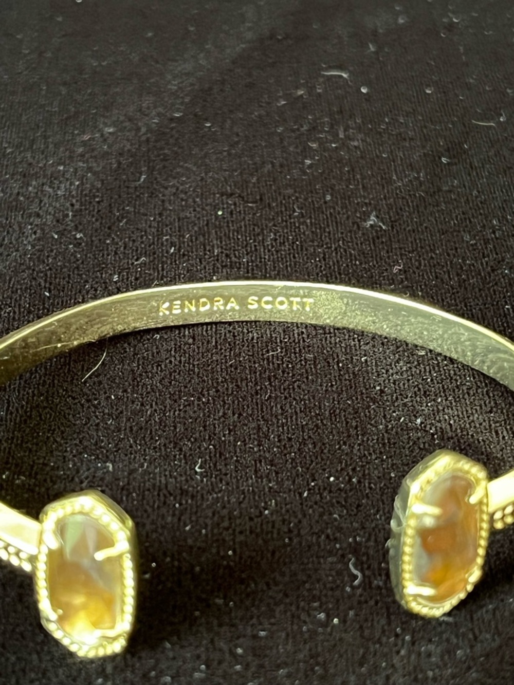 1693 Kendra Scott Elton Cuff Bracelet MOP and Amber colored Stones - Picture 2 of 6